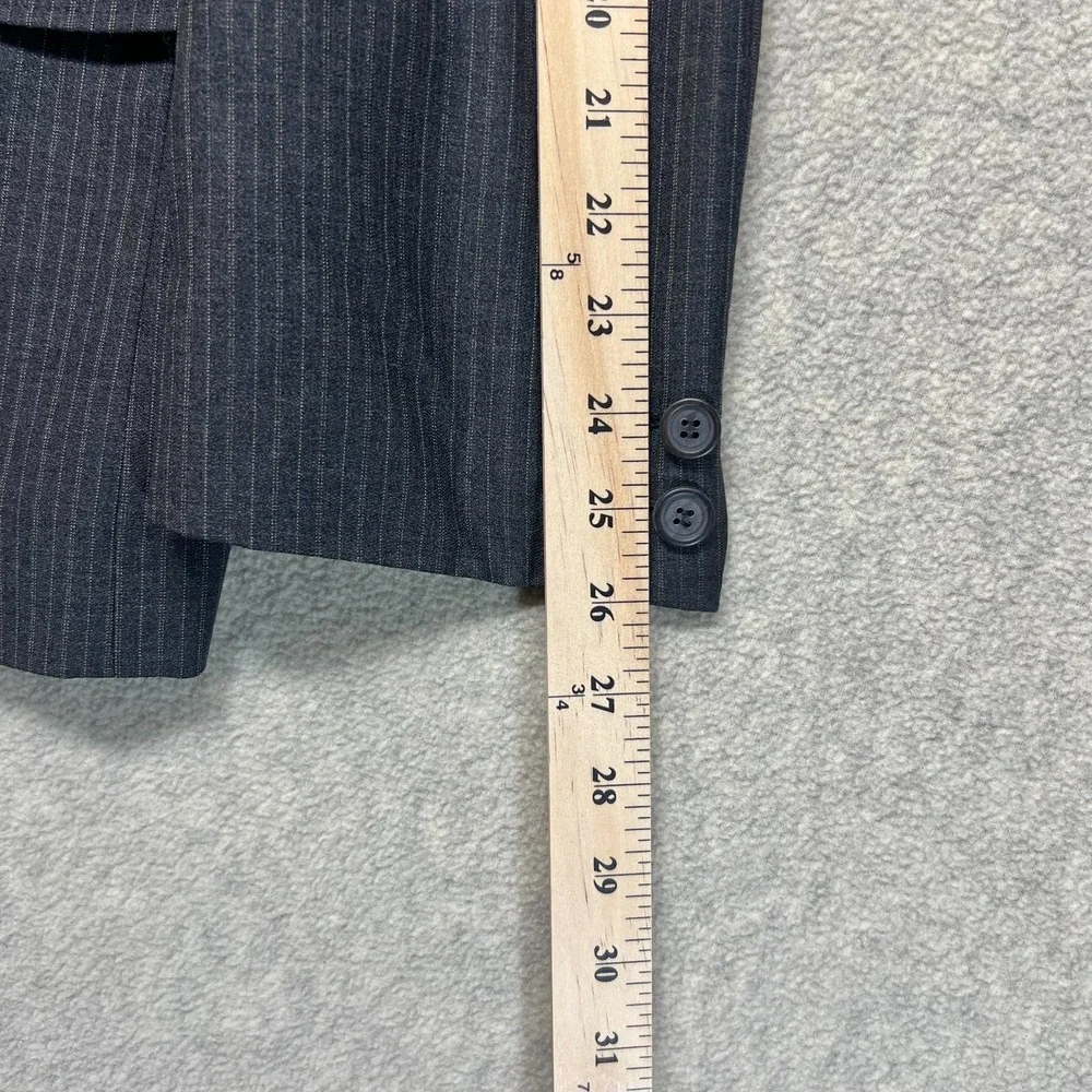 VTG A.P.C. Mens Single Breasted Suit Blazer Jacket Dark‎ Gray Pinstripe Wool L